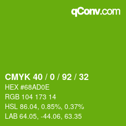 Farbcode: CMYK 40 / 0 / 92 / 32 | qconv.com