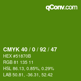 Color code: CMYK 40 / 0 / 92 / 47 | qconv.com