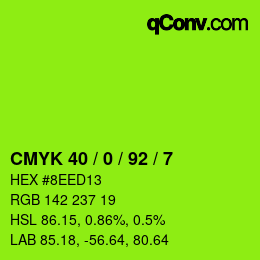 カラーコード: CMYK 40 / 0 / 92 / 7 | qconv.com