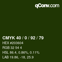 颜色代码: CMYK 40 / 0 / 92 / 79 | qconv.com