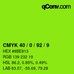 カラーコード: CMYK 40 / 0 / 92 / 9 | qconv.com