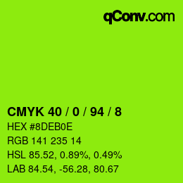 カラーコード: CMYK 40 / 0 / 94 / 8 | qconv.com