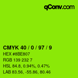 Color code: CMYK 40 / 0 / 97 / 9 | qconv.com