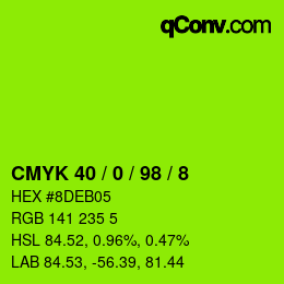 カラーコード: CMYK 40 / 0 / 98 / 8 | qconv.com