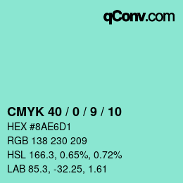 Color code: CMYK 40 / 0 / 9 / 10 | qconv.com