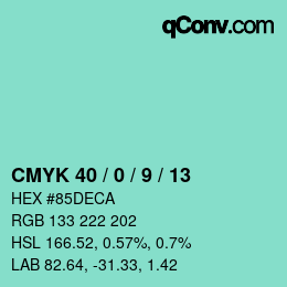 Color code: CMYK 40 / 0 / 9 / 13 | qconv.com