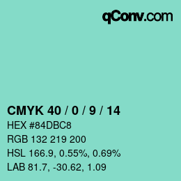 Color code: CMYK 40 / 0 / 9 / 14 | qconv.com