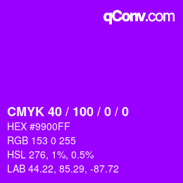 カラーコード: CMYK 40 / 100 / 0 / 0 | qconv.com