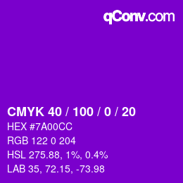 Color code: CMYK 40 / 100 / 0 / 20 | qconv.com