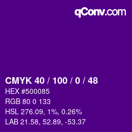 Color code: CMYK 40 / 100 / 0 / 48 | qconv.com