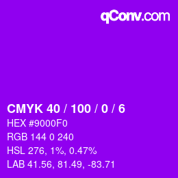 カラーコード: CMYK 40 / 100 / 0 / 6 | qconv.com