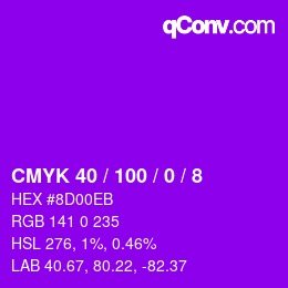 Farbcode: CMYK 40 / 100 / 0 / 8 | qconv.com