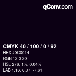 Color code: CMYK 40 / 100 / 0 / 92 | qconv.com