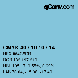Código de color: CMYK 40 / 10 / 0 / 14 | qconv.com