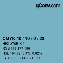 カラーコード: CMYK 40 / 10 / 0 / 23 | qconv.com