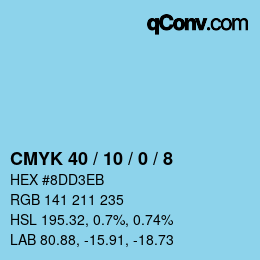 颜色代码: CMYK 40 / 10 / 0 / 8 | qconv.com