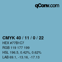 Farbcode: CMYK 40 / 11 / 0 / 22 | qconv.com