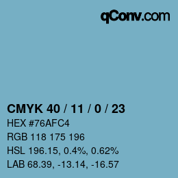 カラーコード: CMYK 40 / 11 / 0 / 23 | qconv.com