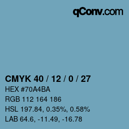 颜色代码: CMYK 40 / 12 / 0 / 27 | qconv.com