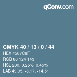 Color code: CMYK 40 / 13 / 0 / 44 | qconv.com