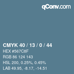 Color code: CMYK 40 / 13 / 0 / 44 | qconv.com