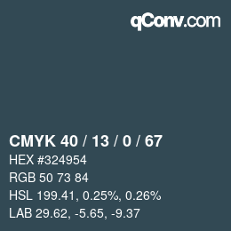 Color code: CMYK 40 / 13 / 0 / 67 | qconv.com