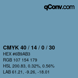 カラーコード: CMYK 40 / 14 / 0 / 30 | qconv.com