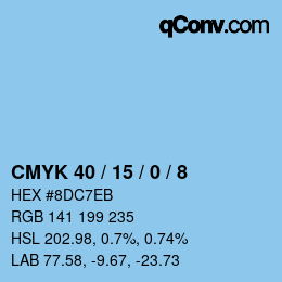 カラーコード: CMYK 40 / 15 / 0 / 8 | qconv.com