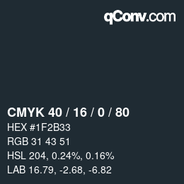 カラーコード: CMYK 40 / 16 / 0 / 80 | qconv.com