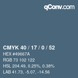 Color code: CMYK 40 / 17 / 0 / 52 | qconv.com