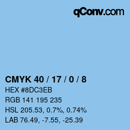 カラーコード: CMYK 40 / 17 / 0 / 8 | qconv.com