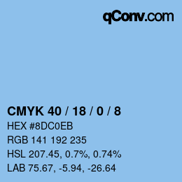 颜色代码: CMYK 40 / 18 / 0 / 8 | qconv.com