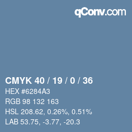 Farbcode: CMYK 40 / 19 / 0 / 36 | qconv.com