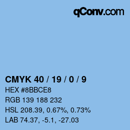Color code: CMYK 40 / 19 / 0 / 9 | qconv.com