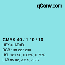 颜色代码: CMYK 40 / 1 / 0 / 10 | qconv.com