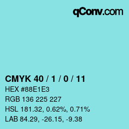 カラーコード: CMYK 40 / 1 / 0 / 11 | qconv.com