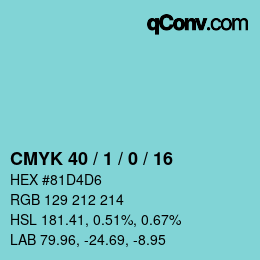 カラーコード: CMYK 40 / 1 / 0 / 16 | qconv.com