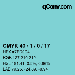 颜色代码: CMYK 40 / 1 / 0 / 17 | qconv.com