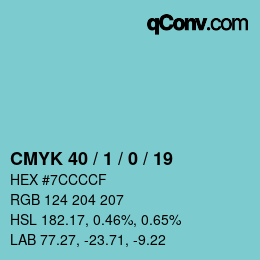 颜色代码: CMYK 40 / 1 / 0 / 19 | qconv.com
