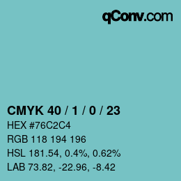 颜色代码: CMYK 40 / 1 / 0 / 23 | qconv.com
