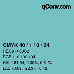 カラーコード: CMYK 40 / 1 / 0 / 24 | qconv.com