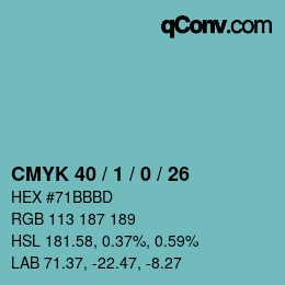 颜色代码: CMYK 40 / 1 / 0 / 26 | qconv.com