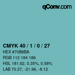 颜色代码: CMYK 40 / 1 / 0 / 27 | qconv.com