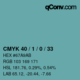 Código de color: CMYK 40 / 1 / 0 / 33 | qconv.com
