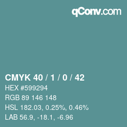 カラーコード: CMYK 40 / 1 / 0 / 42 | qconv.com