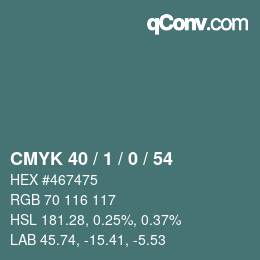 カラーコード: CMYK 40 / 1 / 0 / 54 | qconv.com