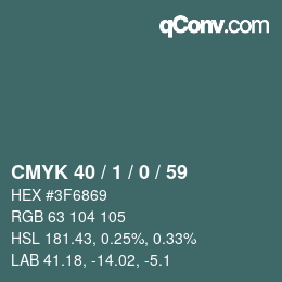 颜色代码: CMYK 40 / 1 / 0 / 59 | qconv.com