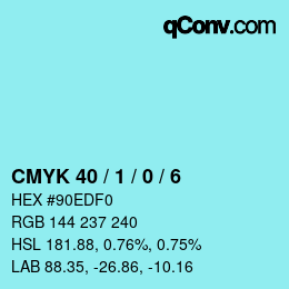 カラーコード: CMYK 40 / 1 / 0 / 6 | qconv.com