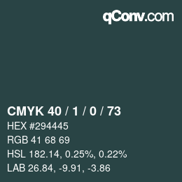 Color code: CMYK 40 / 1 / 0 / 73 | qconv.com