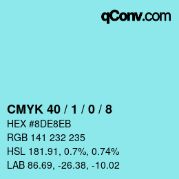 カラーコード: CMYK 40 / 1 / 0 / 8 | qconv.com